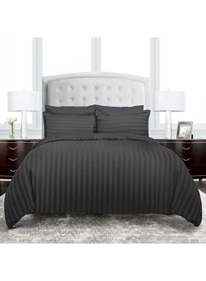 TW Premier TW Hotel Duvet Cover Stripe 220x240cm King Size 6 Pcs Set - 1 Duvet Cover 220x240cm (Without Filling) 1 Fitted Bed Sheet 200x200+30cm - 4 Pillow Cases 48x74+5cm - Quilt Cover Set - Image 1
